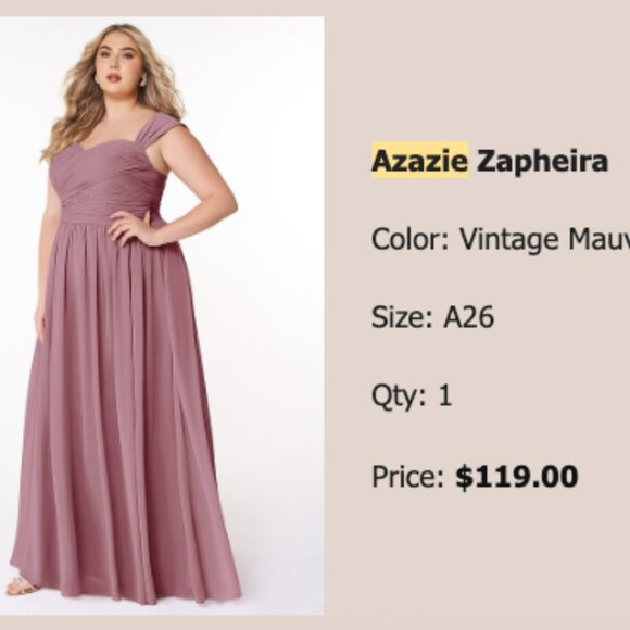 Azazie Zapheira Dusty Rose Bridesmaid Dress + Matching Salome Wrap – Size A26 - Picture 5 of 6